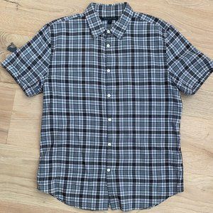 John Varvatos Medium Slim Fit S/S Black Gray Plaid